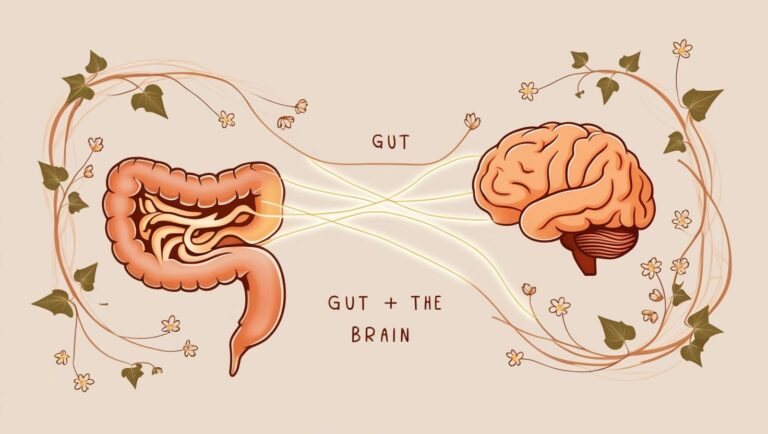 Ilustración artística del eje intestino-cerebro: microbiota y salud mental